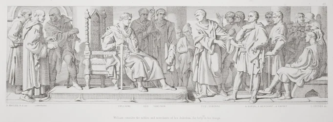 William consults the nobles and merchants of his dukedom for help in his design, from 